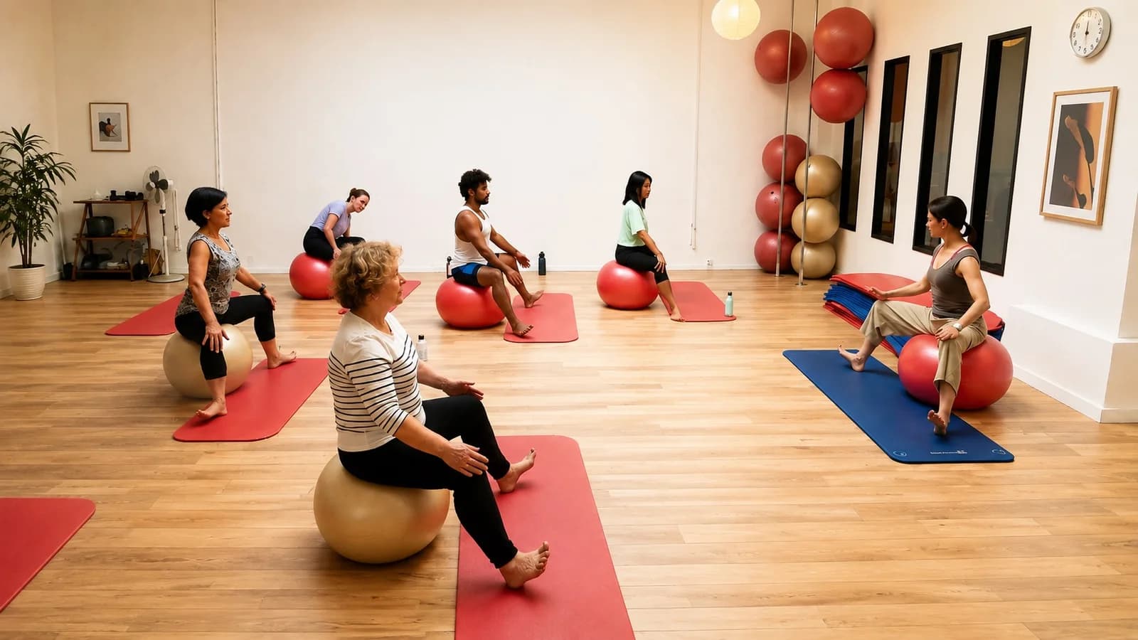 Cours de Pilates Ball en groupe au studio CHAPS, Paris 11e